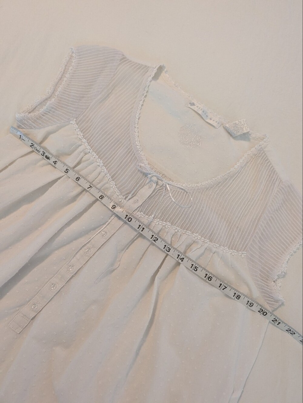 VTG Eileen West Nightgown Nap Dress Traditional Swiss Dot Ruffle Cottagecore S - Picture 8 of 9